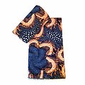 Coupon de tissu - Graphiques - Wax 100% coton - Bleu / Marron / Saumon