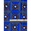 Coupon de tissu - Wax 100% coton - Graphiques - Bleu / Marron / Noir
