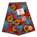 Coupon de tissu - Wax 100% coton - Graphiques - Bleu / Orange / Rouge