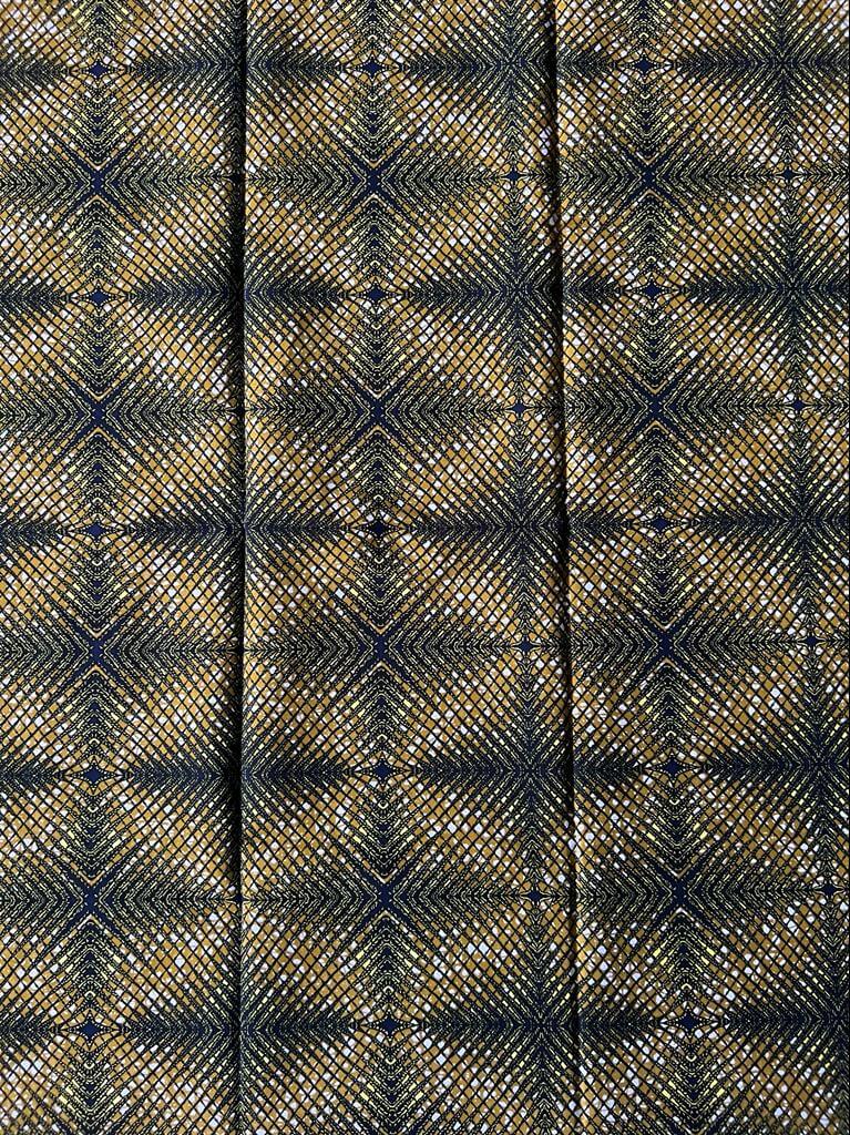 Tissu - Wax 100% coton - Graphiques - Jaune / Vert / Noir