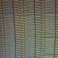 Coupon de tissu - Wax 100% coton - Graphiques - Orange / Bleu / Noir