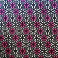 Coupon de tissu - Wax 100% coton - Graphiques - Rose / Vert / Noir