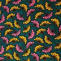 Coupon de tissu - Wax 100% coton - Fleurs - Rose / Jaune / Vert