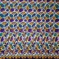 Coupon de tissu - Wax 100% coton - Graphiques - Violet / Turquoise / Jaune