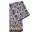 Coupon de tissu - Wax 100% coton - Graphiques - Violet / Turquoise / Jaune