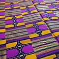 Coupon de tissu - Wax 100% coton - Graphiques - Pailleté - Violet / Orange / Doré
