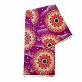 Coupon de tissu - Wax 100% coton - Graphiques - Violet / Orange / Beige