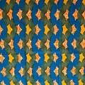 Coupon de tissu - Wax 100% coton - Graphiques - Vert / Bleu / Jaune