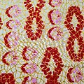 Coupon de tissu - Wax 100% coton - Graphiques - Pailleté - Rouge / Rose / Doré