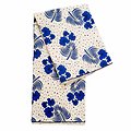 Tissu - Wax 100% coton - Fleurs - Bleu / Ecru