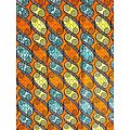 Coupon de tissu - Wax 100% coton - Graphiques - Orange / Bleu / Jaune