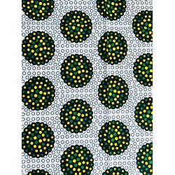 Tissu - Wax 100% coton - Graphiques - Vert / Jaune / Noir