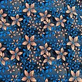 Tissu - Wax 100% coton - Fleurs - Bleu / Saumon / Noir