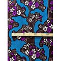 Coupon de tissu - Wax 100% coton - Graphiques - Violet / Marron / Bleu