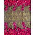 Coupon de tissu - Wax 100% coton - Fleurs - Rouge / Marron / Jaune