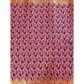 Coupon de tissu - Wax 100% coton - Graphiques - Rose / Rouge / Doré