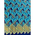 Coupon de tissu - Wax 100% coton - Graphiques - Bleu / Jaune / Doré