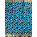 Coupon de tissu - Wax 100% coton - Graphiques - Bleu / Jaune / Doré