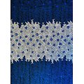 Coupon de tissu - Wax 100% coton - Graphiques - Bleu / Blanc / Noir