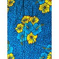 Coupon de tissu - Wax 100% coton - Fleurs - Jaune / Turquoise / Noir