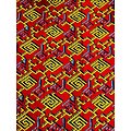 Coupon de tissu - Wax 100% coton - Labyrinthes - Rouge / Jaune / Bleu