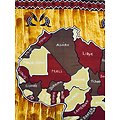 Coupon de tissu - Wax 100% coton - Afrique - Bordeaux / Kaki / Brun