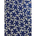 Coupon de tissu - Wax 100% coton - Fleurs - Bleu / Blanc
