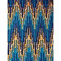 Coupon de tissu - Wax 100% coton - Graphiques - Vert / Orange / Bleu