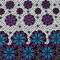 Coupon de tissu - Wax 100% coton - Fleurs - Violet / Bleu / Marron