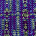 Coupon de tissu - Wax 100% coton - Graphiques - Bleu / Violet / Vert