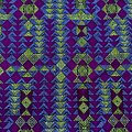 Coupon de tissu - Wax 100% coton - Graphiques - Bleu / Violet / Vert