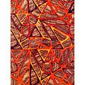Tissu - Wax 100% coton - Mont Korhogo - Rouge / Orange / Bois