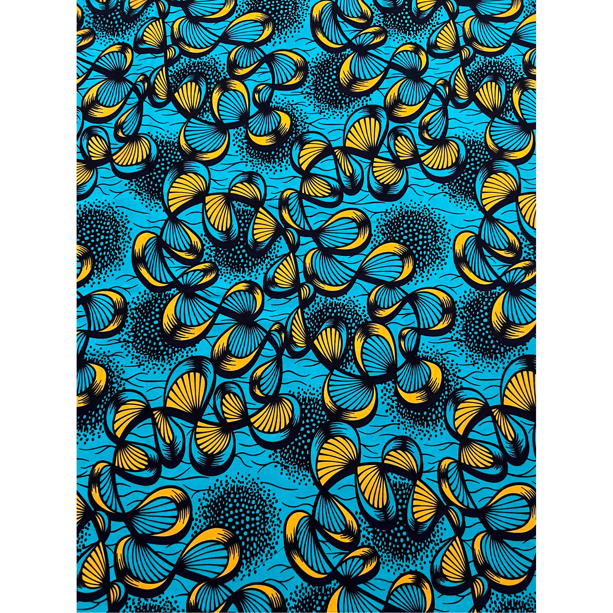 Tissu - Wax 100% coton - Graphiques - Bleu / Jaune / Noir