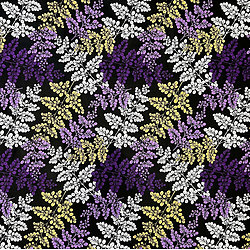 Tissu - Wax 100% coton - Fleurs - Violet / Jaune / Parme