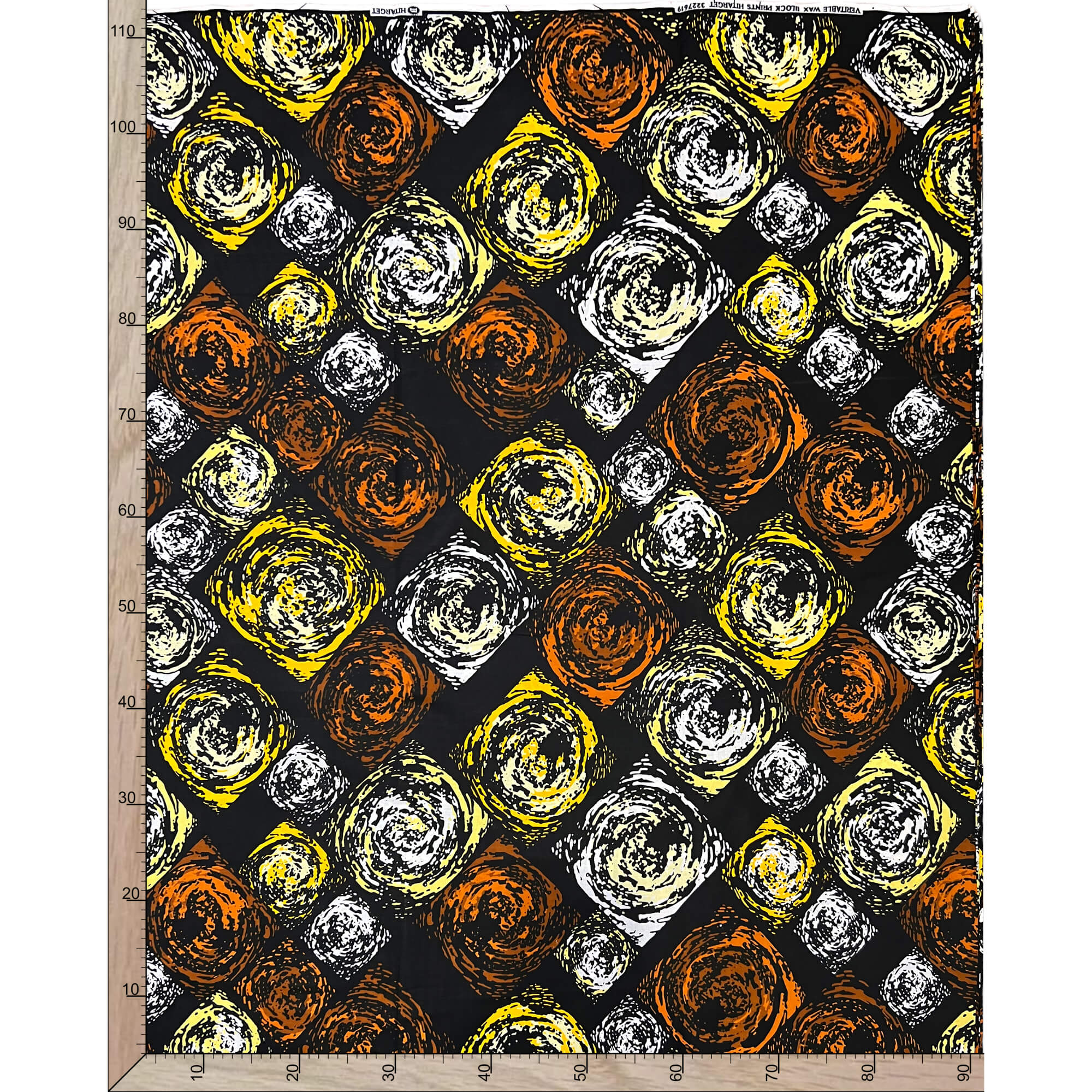 Tissu - Wax 100% coton - Graphiques - Orange / Jaune / Noir