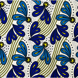 Tissu - Wax 100% coton - Graphiques - Bleu / Jaune / Noir