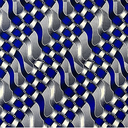 Tissu - Wax 100% coton - Graphiques - Bleu / Noir / Blanc