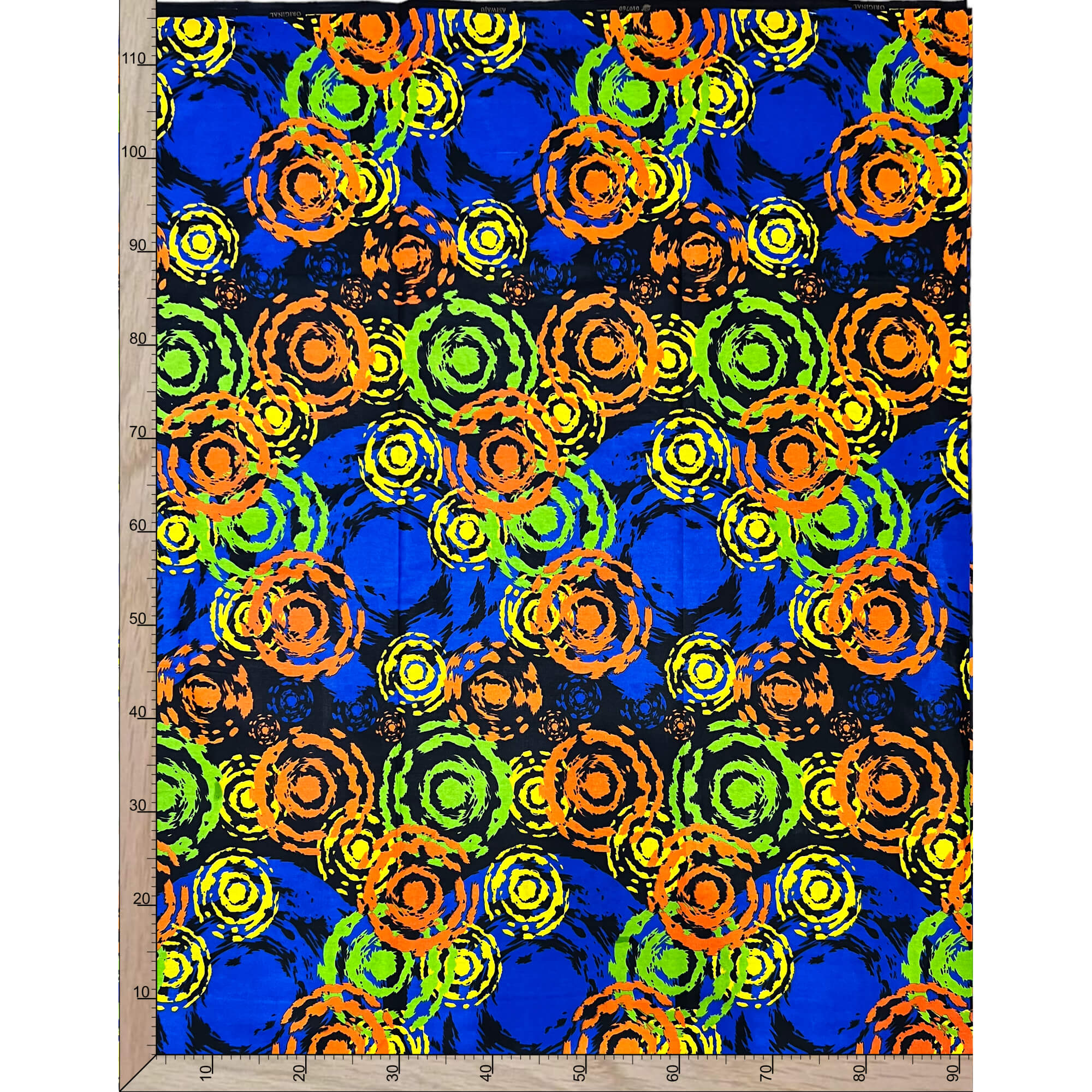 Tissu - Wax 100% coton - Graphiques - Orange / Vert / Bleu