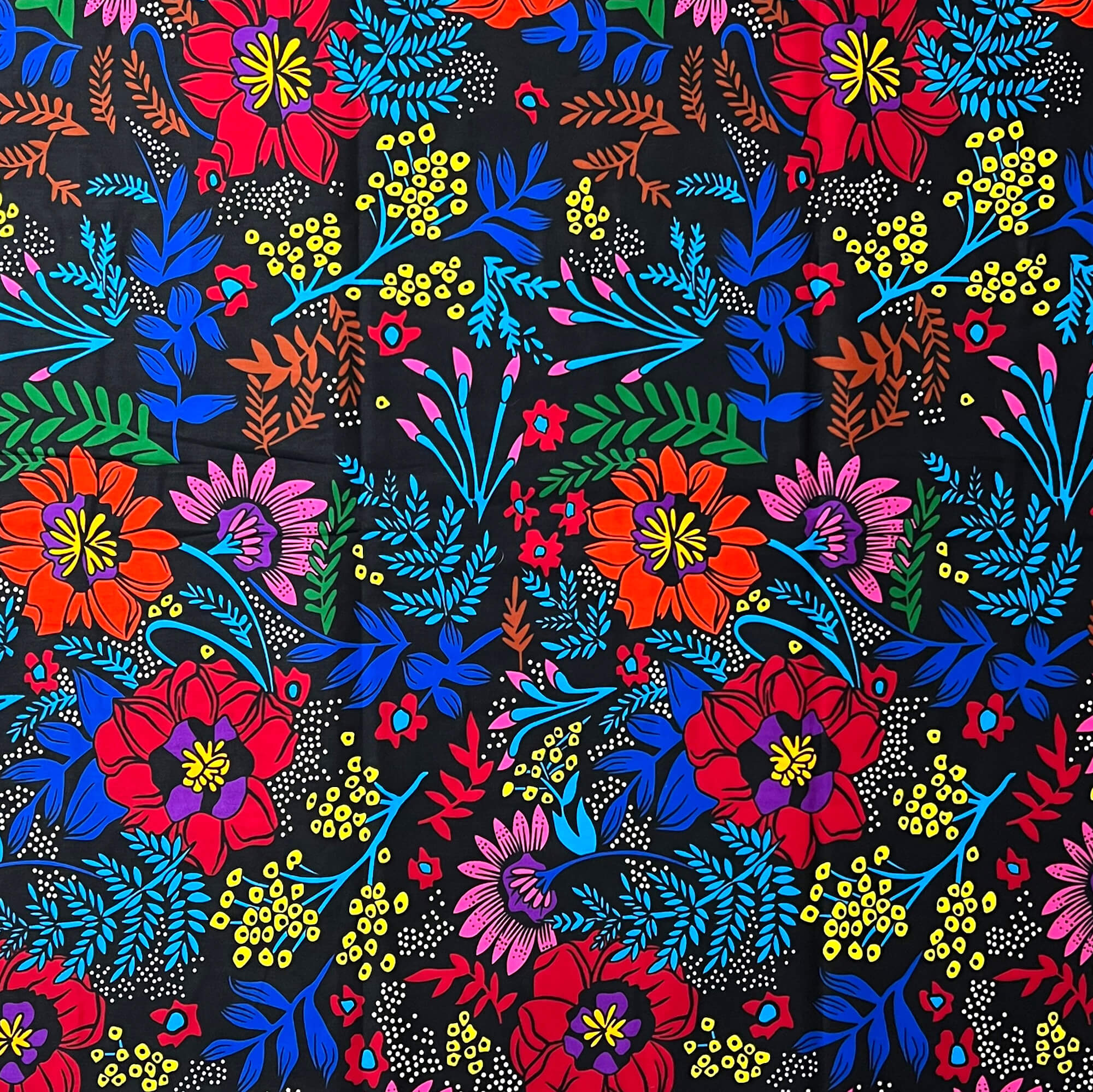 Tissu - Wax 100% coton - Fleurs - Multi-couleurs