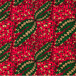 Tissu - Wax 100% coton - Graphiques - Rouge / Vert / Sable