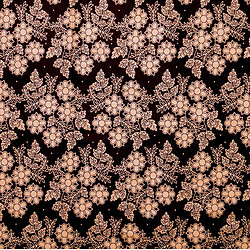 Tissu - Wax 100% coton - Fleurs - Ambre / Noir