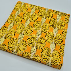 Tissu - Wax 100% coton  - Papillons - Pailleté - Jaune / Orange / Noir