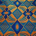 Tissu - Wax 100% coton - Graphiques - Pailleté - Bleu / Doré