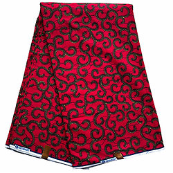 Tissu - Wax 100% coton - Graphiques - Rouge / Noir / Jaune