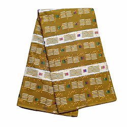 Coupon de tissu - Wax 100% coton - Graphiques - Kaki / Beige / Jaune