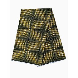 Coupon de tissu - Wax 100% coton - Graphiques - Jaune / Vert / Noir