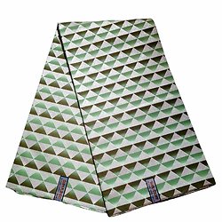 Coupon de tissu - Wax 100% coton - Triangles - Pailleté - Vert / Argenté
