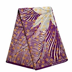 Coupon de tissu - Wax 100% coton - Graphiques - Violet / Orange / Gris
