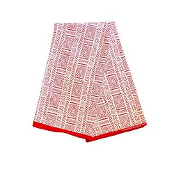 Coupon de tissu - Wax 100% Coton - Graphiques / Rouge / Blanc