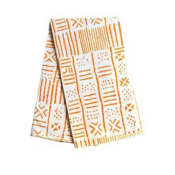 Coupon de tissu - Wax 100% coton - Graphiques - Orange / Blanc